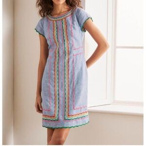 NWT Boden Embroidered Women's Linen Dress. Size US 6